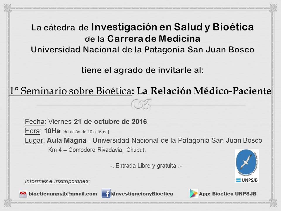 Se realizar el 1 Seminario sobre Biotica en la Universidad