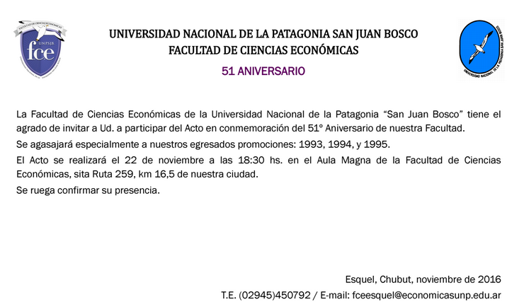 SE FESTEJA UN NUEVO ANIVERSARIO DE LA FACULTAD DE CIENCIAS ECONMICAS