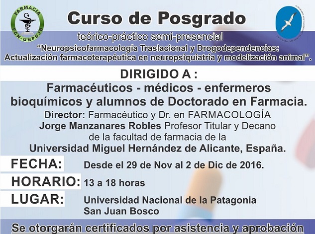 Curso de Posgrado: ACTUALIZACIN EN FARMACOTEREPUTICA EN NEUROPSIQUIATRA Y MODELIZACIN ANIMAL