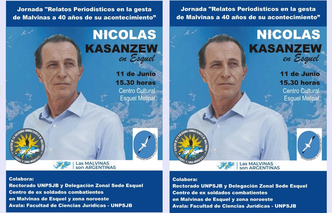 Nicolás Kasanzew, corresponsal en la Guerra de Malvinas, expondrá en Esquel, el sábado, a las 15.30