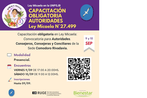 Capacitación obligatoria "Ley Micaela", con modalidad presencial en la Sede Comodoro Rivadavia