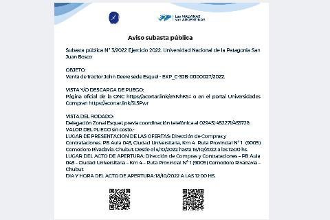 AVISO DE SUBASTA PBLICA