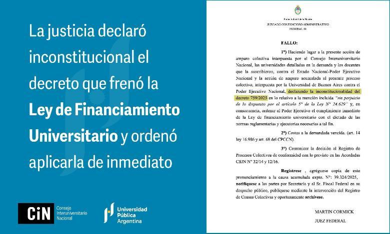 La justicia declar� inconstitucional el freno a la Ley de Financiamiento